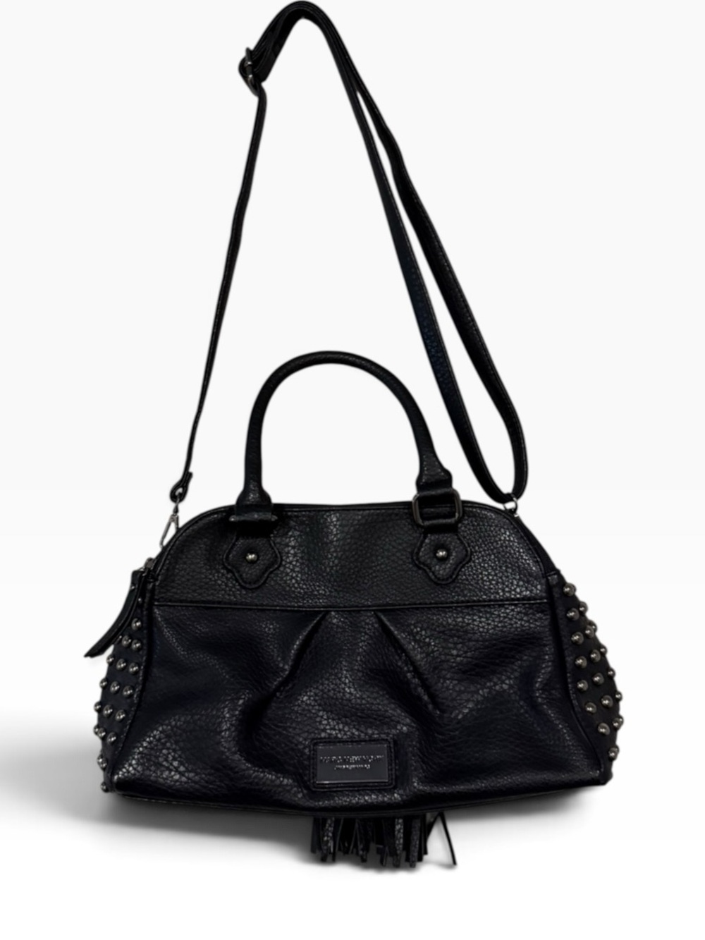 Marc New York Andrew Marc Black Studded Satchel Shoulder / Handbag with Tassels. - Picture 13 of 13